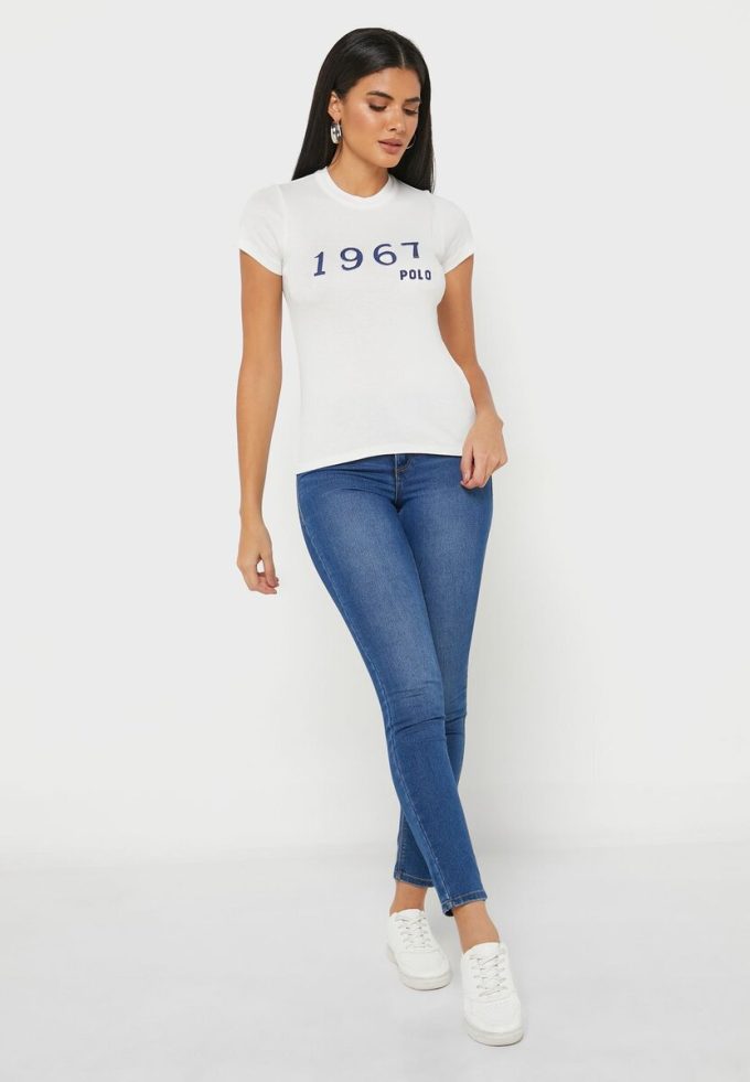 White Women’s Ralph Lauren Crew Neck Graphic T Shirts White Women’s Ralph Lauren Crew Neck Graphic T Shirts