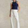 White Women’s Ralph Lauren Cutoff-Hem Fleece Sweatpants White Women’s Ralph Lauren Cutoff-Hem Fleece Sweatpants