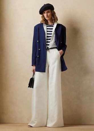 White Women’s Ralph Lauren Elaine Silk Shantung Wide-leg  Pants