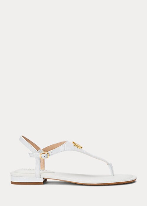 White Women’s Ralph Lauren Ellington Embossed Leather Sandals White Women’s Ralph Lauren Ellington Embossed Leather Sandals
