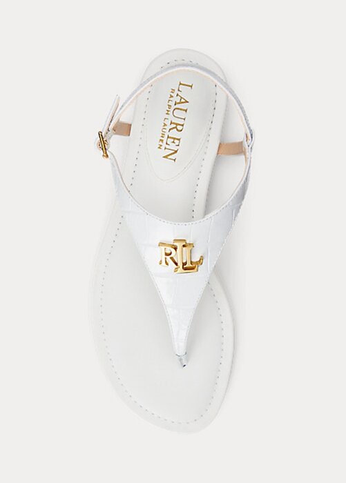 White Women’s Ralph Lauren Ellington Embossed Leather Sandals White Women’s Ralph Lauren Ellington Embossed Leather Sandals