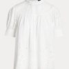 White Women’s Ralph Lauren Eyelet-Embroidered Cotton Tops White Women’s Ralph Lauren Eyelet-Embroidered Cotton Tops