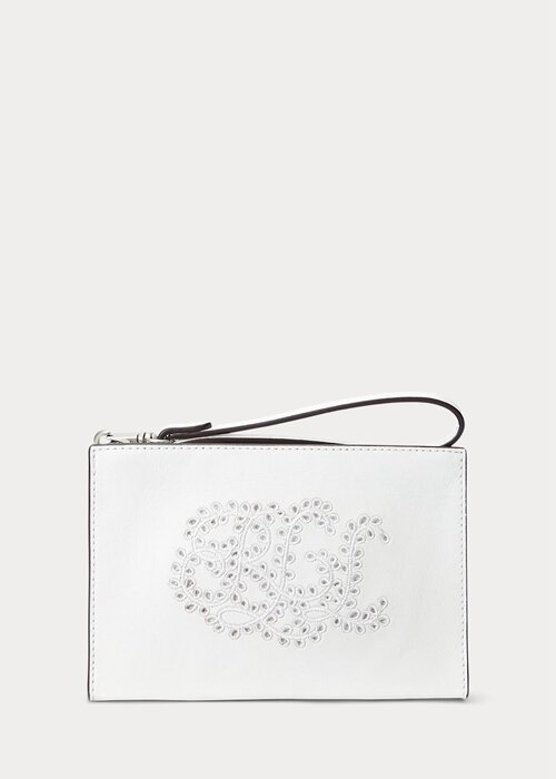 White Women’s Ralph Lauren Eyelet-Embroidered Leather Small Handbag White Women’s Ralph Lauren Eyelet-Embroidered Leather Small Handbag