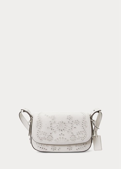 White Women’s Ralph Lauren Eyelet Leather Small Maddy Shoulder Bags White Women’s Ralph Lauren Eyelet Leather Small Maddy Shoulder Bags
