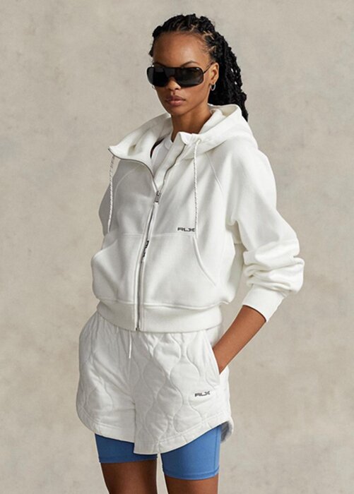 White Women’s Ralph Lauren Fleece Full-zip Dolman-sleeve Hoodie White Women’s Ralph Lauren Fleece Full-zip Dolman-sleeve Hoodie