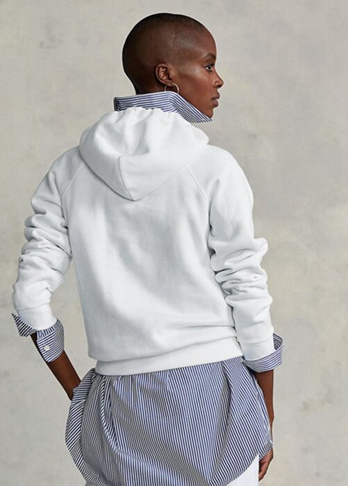 White Women’s Ralph Lauren Fleece Pullover Hoodie White Women’s Ralph Lauren Fleece Pullover Hoodie