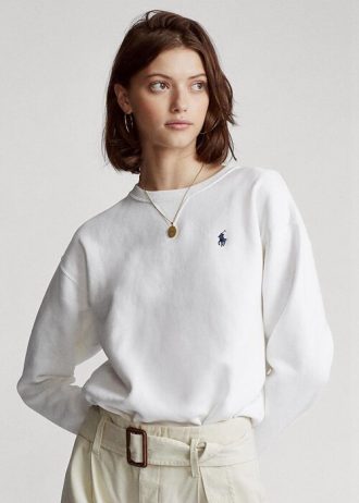 White Women’s Ralph Lauren Fleece Pullover Sweatshirts White Women’s Ralph Lauren Fleece Pullover Sweatshirts