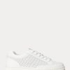 White Women’s Ralph Lauren Hailey Perforated Leather Sneakers White Women’s Ralph Lauren Hailey Perforated Leather Sneakers