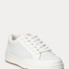 White Women’s Ralph Lauren Hailey Perforated Leather Sneakers White Women’s Ralph Lauren Hailey Perforated Leather Sneakers