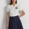 White Women’s Ralph Lauren Jersey Polo Shirts White Women’s Ralph Lauren Jersey Polo Shirts