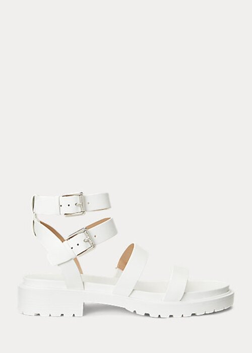 White Women’s Ralph Lauren Kayleen Nappa Leather Sandals White Women’s Ralph Lauren Kayleen Nappa Leather Sandals