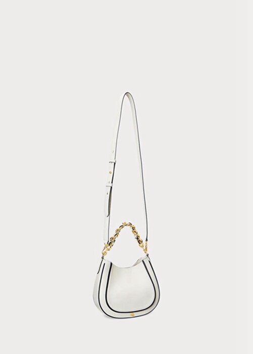 White Women’s Ralph Lauren Leather Small Charli Shoulder Bags White Women’s Ralph Lauren Leather Small Charli Shoulder Bags