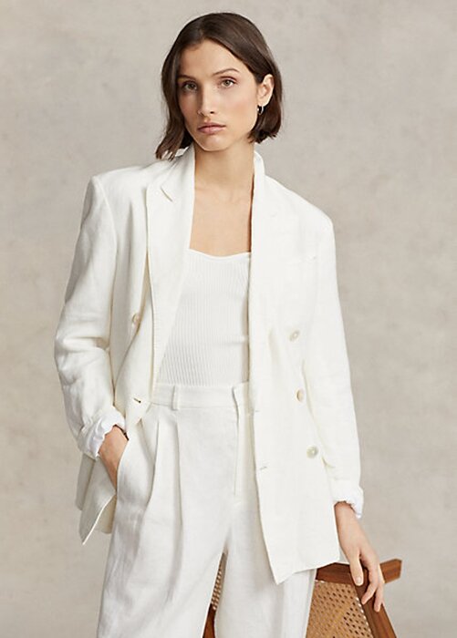 White Women’s Ralph Lauren Linen Blazers White Women’s Ralph Lauren Linen Blazers
