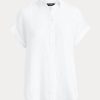 White Women’s Ralph Lauren Linen Dolman-Sleeve Shirts White Women’s Ralph Lauren Linen Dolman-Sleeve Shirts