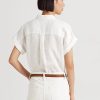 White Women’s Ralph Lauren Linen Dolman-Sleeve Shirts White Women’s Ralph Lauren Linen Dolman-Sleeve Shirts