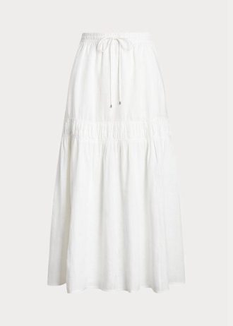 White Women’s Ralph Lauren Linen Tiered Maxiskirt Skirts White Women’s Ralph Lauren Linen Tiered Maxiskirt Skirts