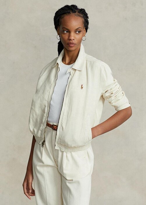 White Women’s Ralph Lauren Linen Windbreaker White Women’s Ralph Lauren Linen Windbreaker