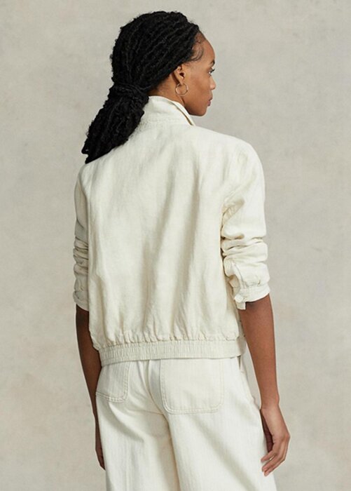 White Women’s Ralph Lauren Linen Windbreaker White Women’s Ralph Lauren Linen Windbreaker
