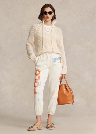 White Women’s Ralph Lauren Logo & Wave Graphic Tracksuit Pants