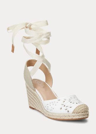 White Women’s Ralph Lauren Paislee Eyelet Nappa Leather Espadrille