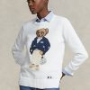 White Women’s Ralph Lauren Polo Bear Cotton-Blend Sweaters White Women’s Ralph Lauren Polo Bear Cotton-Blend Sweaters