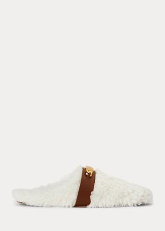 White Women’s Ralph Lauren Polo ID Shearling Flat Shoes White Women’s Ralph Lauren Polo ID Shearling Flat Shoes