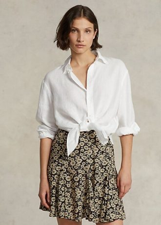 White Women’s Ralph Lauren Relaxed Fit Linen Shirts White Women’s Ralph Lauren Relaxed Fit Linen Shirts