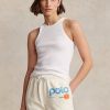 White Women’s Ralph Lauren Ribbed Cotton Tanks White Women’s Ralph Lauren Ribbed Cotton Tanks