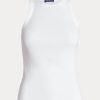White Women’s Ralph Lauren Ribbed Cotton Tanks White Women’s Ralph Lauren Ribbed Cotton Tanks
