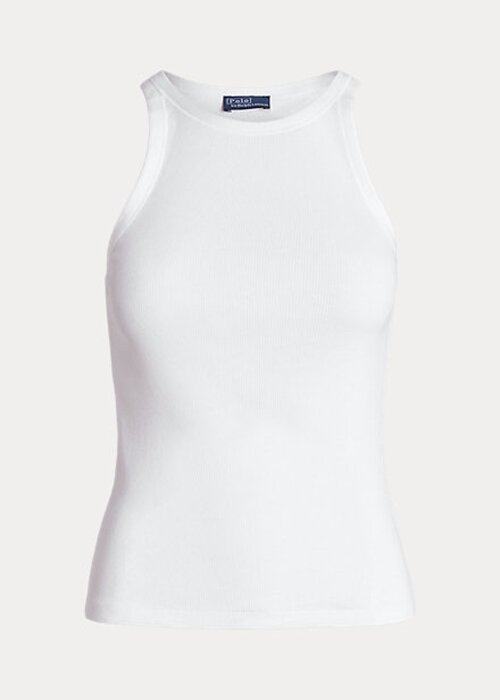 White Women’s Ralph Lauren Ribbed Cotton Tanks White Women’s Ralph Lauren Ribbed Cotton Tanks