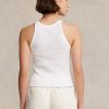 White Women’s Ralph Lauren Ribbed Cotton Tanks White Women’s Ralph Lauren Ribbed Cotton Tanks