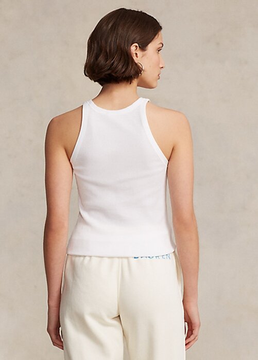 White Women’s Ralph Lauren Ribbed Cotton Tanks White Women’s Ralph Lauren Ribbed Cotton Tanks