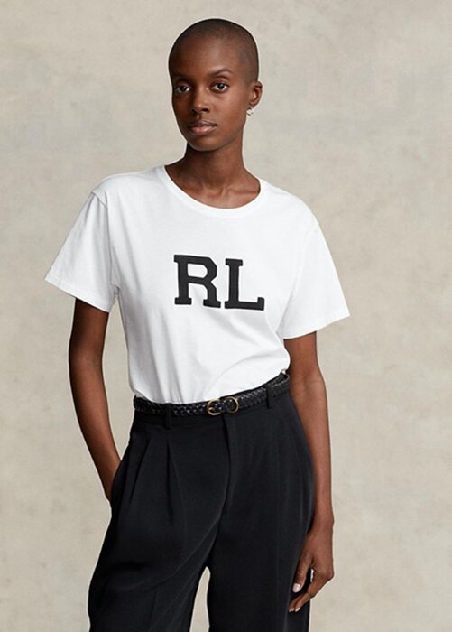 White Women’s Ralph Lauren Rl Logo Jersey T Shirts White Women’s Ralph Lauren Rl Logo Jersey T Shirts