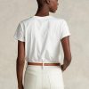 White Women’s Ralph Lauren Rl-suede-applique Jersey T Shirts White Women’s Ralph Lauren Rl-suede-applique Jersey T Shirts