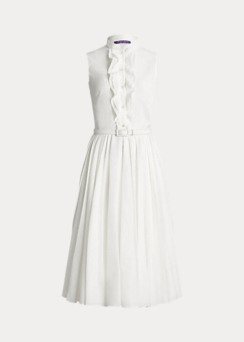 White Women’s Ralph Lauren Roald Pleated Linen Sleeveless Day Dress White Women’s Ralph Lauren Roald Pleated Linen Sleeveless Day Dress