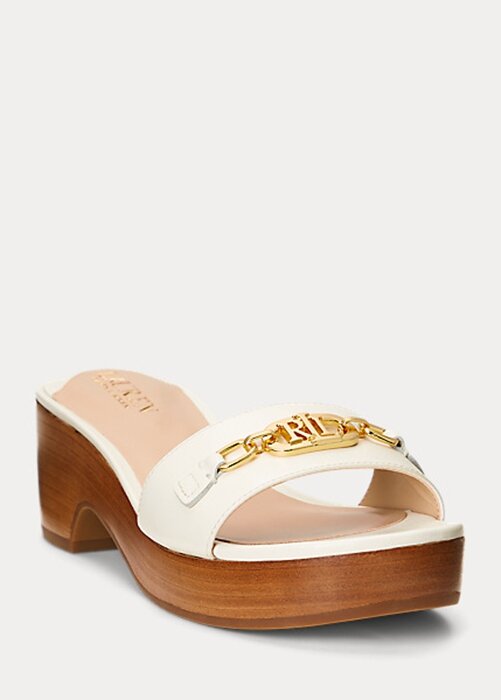 White Women’s Ralph Lauren Roxanne Nappa Leather Sandals White Women’s Ralph Lauren Roxanne Nappa Leather Sandals