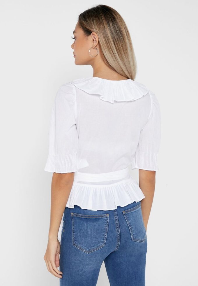 White Women’s Ralph Lauren Ruffle Detail Tops White Women’s Ralph Lauren Ruffle Detail Tops