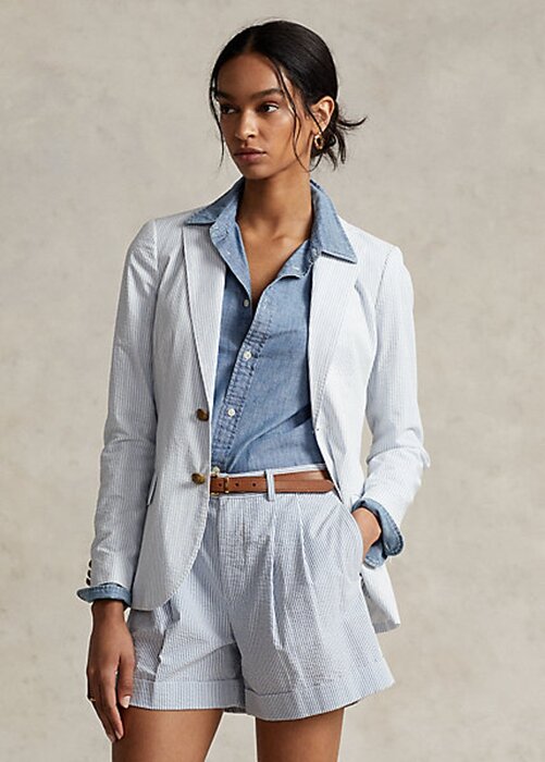 White Women’s Ralph Lauren Seersucker Blazers White Women’s Ralph Lauren Seersucker Blazers