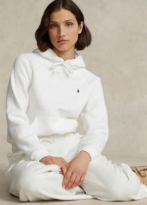 White Women’s Ralph Lauren Shrunken Fit Fleece Hoodie White Women’s Ralph Lauren Shrunken Fit Fleece Hoodie