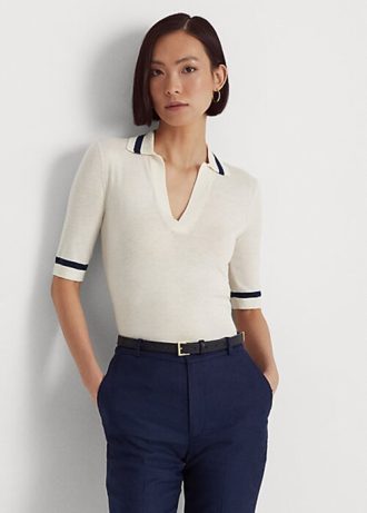 White Women’s Ralph Lauren Silk-Blend Short-Sleeve Sweaters White Women’s Ralph Lauren Silk-Blend Short-Sleeve Sweaters
