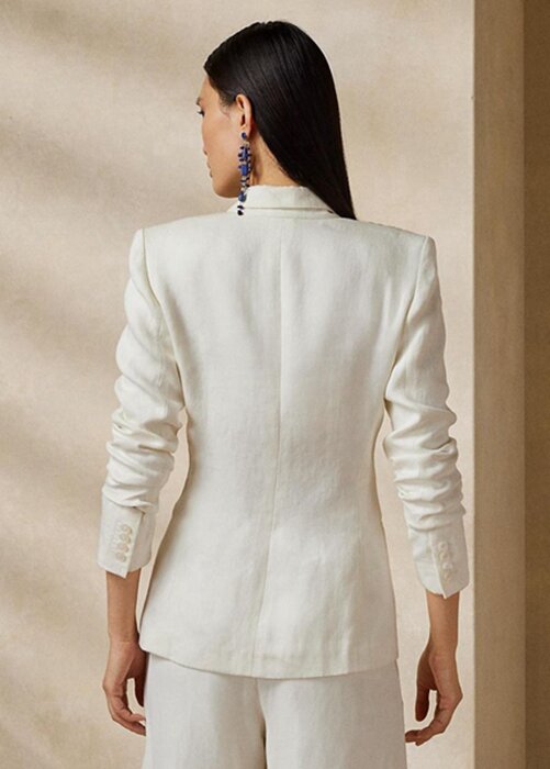 White Women’s Ralph Lauren Skye Linen Canvas Blazers White Women’s Ralph Lauren Skye Linen Canvas Blazers