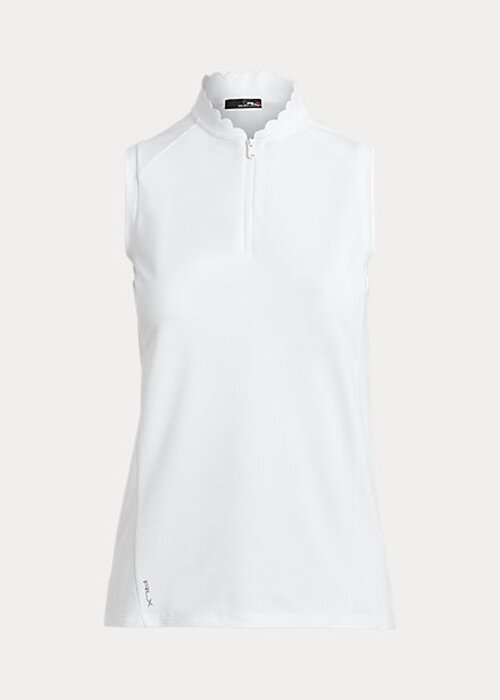 White Women’s Ralph Lauren Sleeveless Quarter-Zip Polo Shirts White Women’s Ralph Lauren Sleeveless Quarter-Zip Polo Shirts