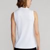 White Women’s Ralph Lauren Sleeveless Quarter-Zip Polo Shirts White Women’s Ralph Lauren Sleeveless Quarter-Zip Polo Shirts