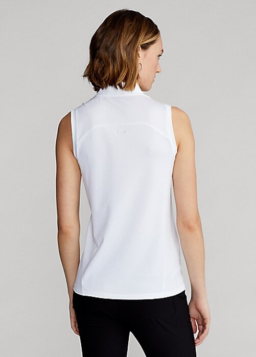 White Women’s Ralph Lauren Sleeveless Quarter-Zip Polo Shirts White Women’s Ralph Lauren Sleeveless Quarter-Zip Polo Shirts