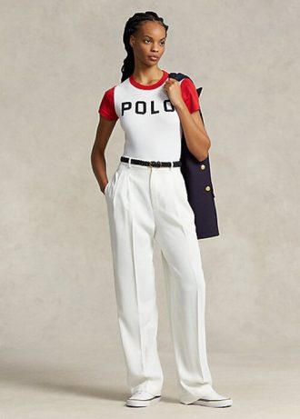 White Women’s Ralph Lauren Straight-Leg Satin Pants White Women’s Ralph Lauren Straight-Leg Satin Pants