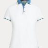 White Women’s Ralph Lauren Tailored Fit Jersey Polo Shirts White Women’s Ralph Lauren Tailored Fit Jersey Polo Shirts
