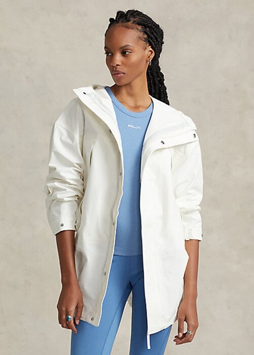 White Women’s Ralph Lauren Water-Resistant Hooded Windbreaker White Women’s Ralph Lauren Water-Resistant Hooded Windbreaker
