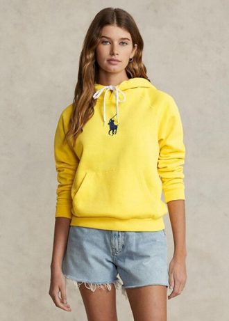 Yellow Women’s Ralph Lauren Shrunken Fit Big Pony Fleece Hoodie